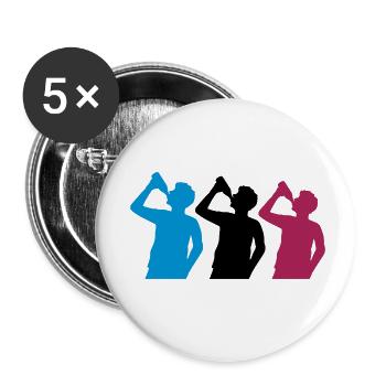 3 Freunde Bier trinken - Buttons klein 25 mm (5er Pack) - Weiß - Vorne
