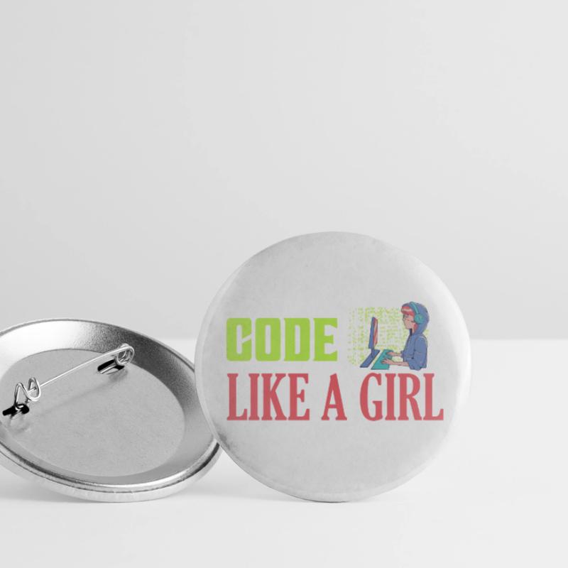 Code Like A Girl Programmer Coding Buttons small 1''/25 mm (5-pack)