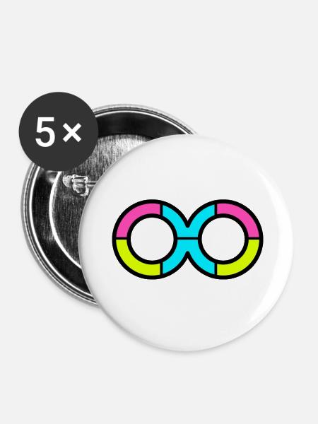 Acht Unendlichkeit 3 - Buttons klein 25 mm (5er Pack) - Weiß