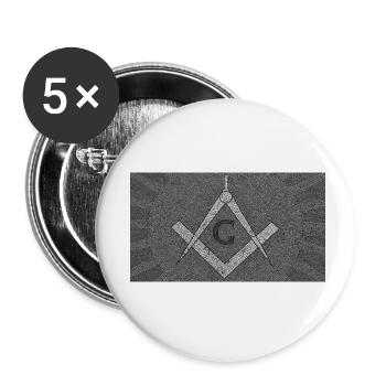 Mosaïque maçonnique, noir et blanc. - Lot de 5 petits badges (25 mm) - blanc - Devant