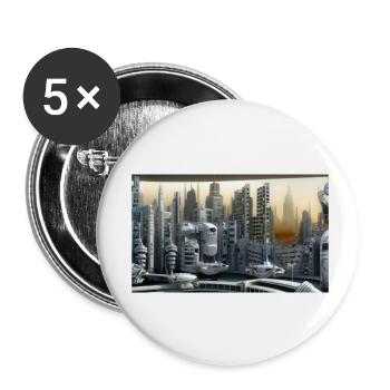 City of the future - Buttons small 1''/25 mm (5-pack) - white - Front