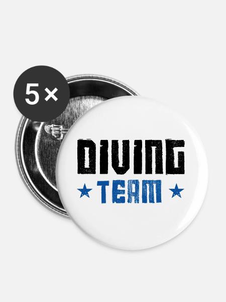 Diving Team - Buttons klein 25 mm (5er Pack) - Weiß