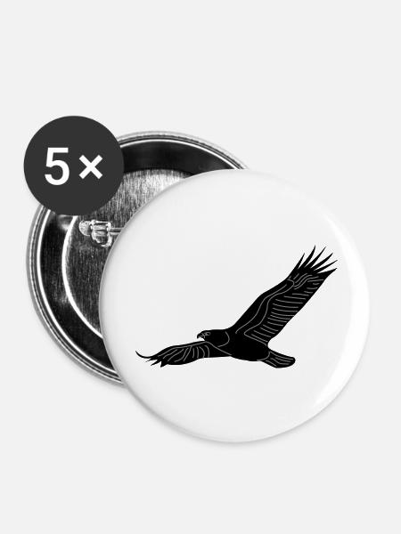Adler01b - Buttons klein 25 mm (5er Pack) - Weiß