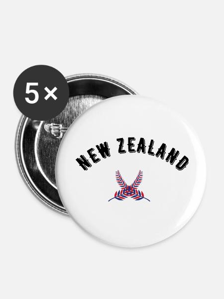 Neuseeland - Buttons klein 25 mm (5er Pack) - Weiß
