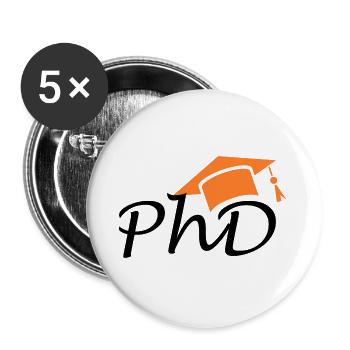 Abschluss Doktor PhD Universitätsabschluss - Buttons klein 25 mm (5er Pack) - Weiß - Vorne