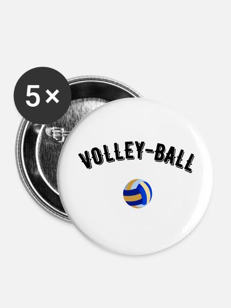 Volleyball - Buttons klein 25 mm (5er Pack) - Weiß