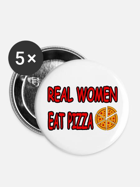 Pizza - Buttons klein 25 mm (5er Pack) - Weiß