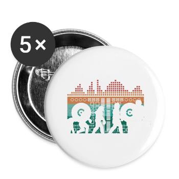 Evolution de l’homme DJ Techno Vinyle Rétro Vintage - Lot de 5 petits badges (25 mm) - blanc - Devant