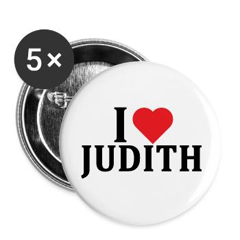 T-Shirt Ich liebe Judith T-Shirt Geschenkidee - Buttons klein 25 mm (5er Pack) - Weiß - Vorne