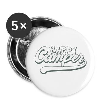 Campingspruch Happy Camper - Buttons klein 25 mm (5er Pack) - Weiß - Vorne