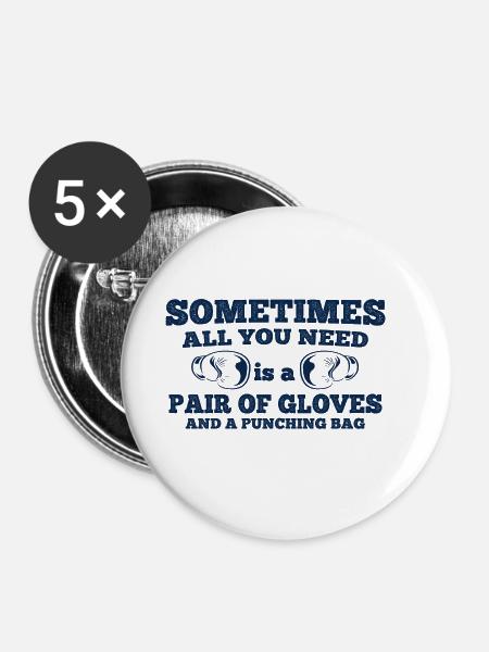 Boxsport Boxing - Buttons klein 25 mm (5er Pack) - Weiß