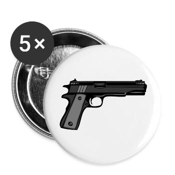 pistol revolver automatic gun weapon 2301 A - Buttons small 1''/25 mm (5-pack) - white - Front
