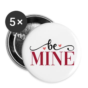 Be Mine Herz - Buttons klein 25 mm (5er Pack) - Weiß - Vorne