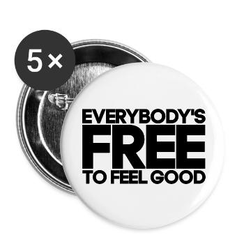 everybody free to feel good gift - Buttons small 1''/25 mm (5-pack) - white - Front