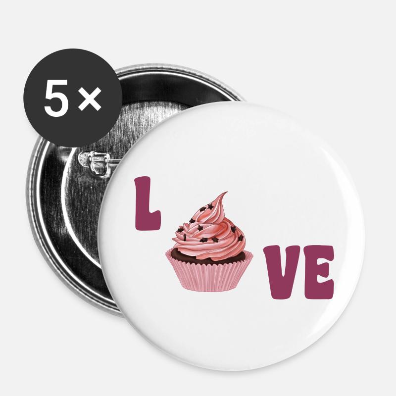 Liebe Cupcake - Buttons klein 25 mm (5er Pack) - Weiß