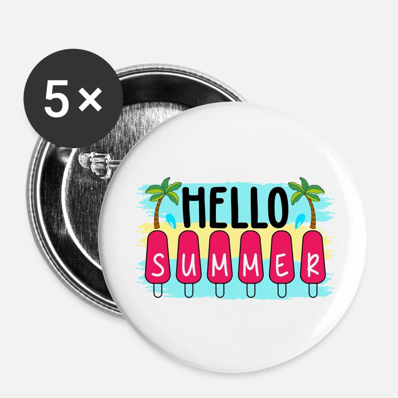 Buzzer - Lot de 5 petits badges (25 mm) - blanc