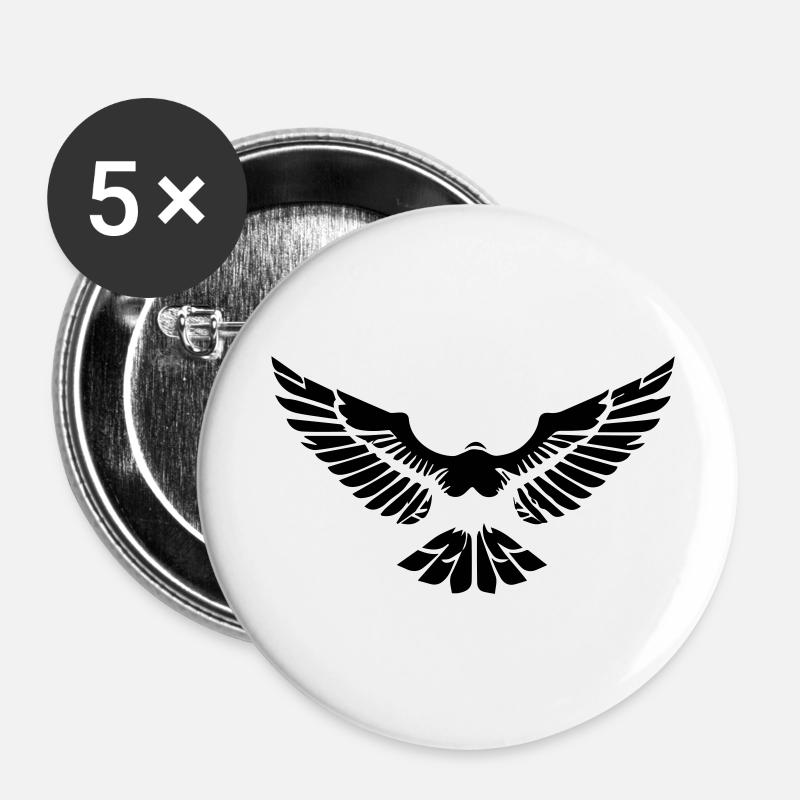 stylized eagle opening its wings in front - Buttons small 1''/25 mm (5-pack) - white