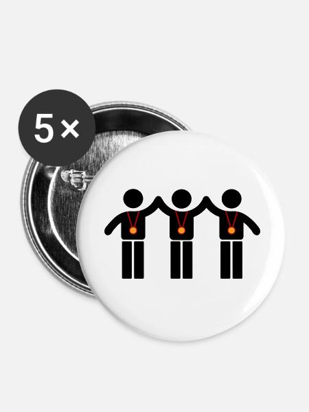 Gewinner Team - Buttons klein 25 mm (5er Pack) - Weiß