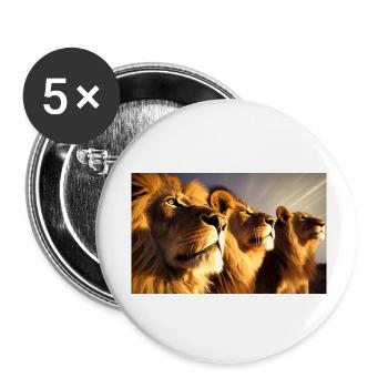 3 Lions dans la savane - Nature sauvage & Nature pure - Lot de 5 petits badges (25 mm) - blanc - Devant
