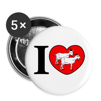 Des chèvres dans le cœur - Lot de 5 petits badges (25 mm) - blanc - Devant