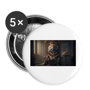 Tiger sitzt auf einem Thron, generative KI - Buttons klein 25 mm (5er Pack) - Weiß - Vorne