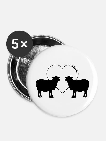 sheep love - Buttons klein 25 mm (5er Pack) - Weiß