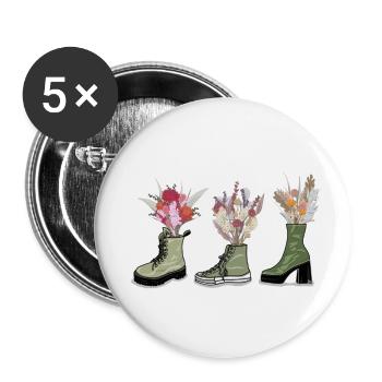 Schuhe mit Blumen - Buttons klein 25 mm (5er Pack) - Weiß - Vorne