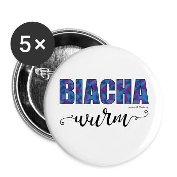 Biachawurm - Bücherwurm, Österreichischer Dialekt - Buttons klein 25 mm (5er Pack) - Weiß - Vorne