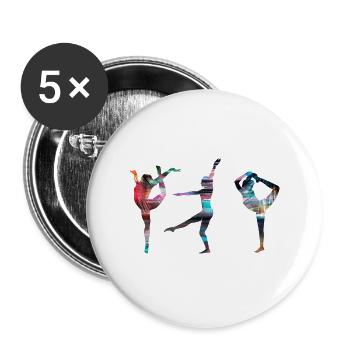 Gymnaste, Yoga,Sports,Exercices,Danse,Gymnastique - Lot de 5 petits badges (25 mm) - blanc - Devant