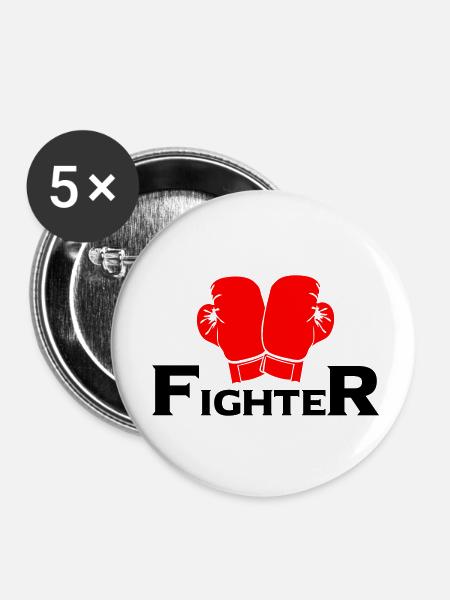 fighter - Buttons klein 25 mm (5er Pack) - Weiß