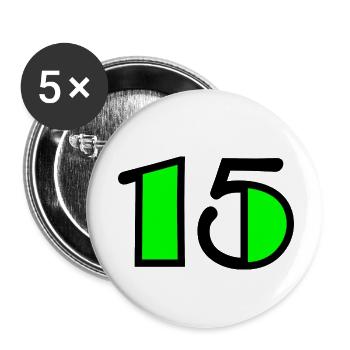 15. 15 ANS. 15e ANNIVERSAIRE. ANNIVERSAIRE 15 ANS. - Lot de 5 petits badges (25 mm) - blanc - Devant