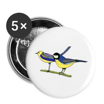 Oiseaux - Lot de 5 petits badges (25 mm) - blanc - Devant
