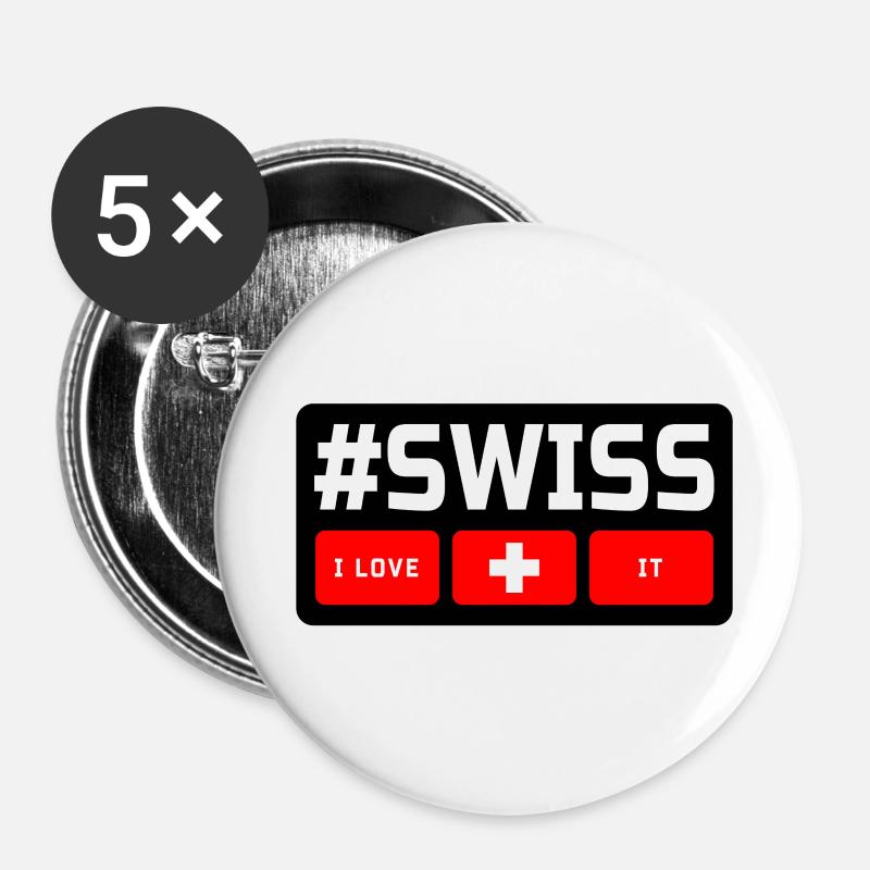 @SWISS - Buttons klein 25 mm (5er Pack) - Weiß