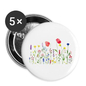 Illustration Fleurs sauvages Fleurs d’été Floraison Fl - Lot de 5 petits badges (25 mm) - blanc - Devant