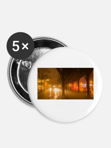 Hochbahn am nebligen Abend - Buttons klein 25 mm (5er Pack) - Weiß