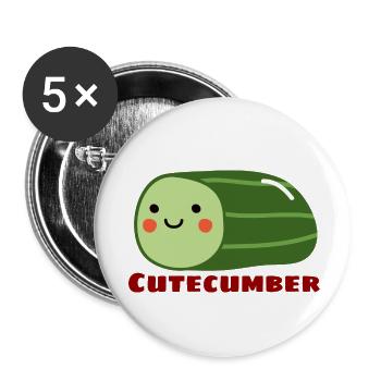 Cutecumber | Niedliches Gurken-Wortspiel - Buttons klein 25 mm (5er Pack) - Weiß - Vorne