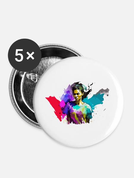 Frauenpower - Buttons klein 25 mm (5er Pack) - Weiß