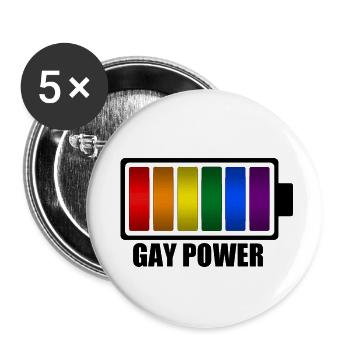 Gay Power - Lot de 5 petits badges (25 mm) - blanc - Devant