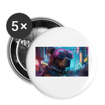 American Bulldog in Cyberpunk-Style - Buttons klein 25 mm (5er Pack) - Weiß - Vorne