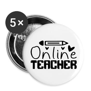 Enseignant en ligne - Lot de 5 petits badges (25 mm) - blanc - Devant