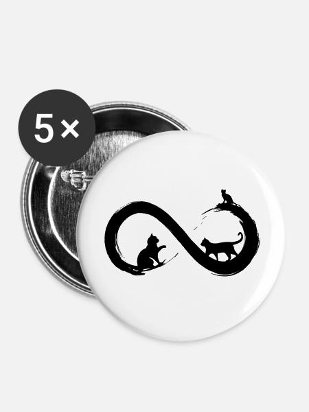 Infinity-Katze - Buttons klein 25 mm (5er Pack) - Weiß