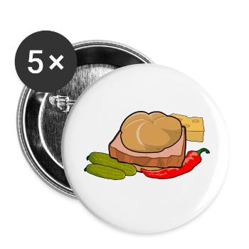 Leberkäse rolls, cucumbers, cheese and chili peppers - Buttons small 1''/25 mm (5-pack) - white - Front