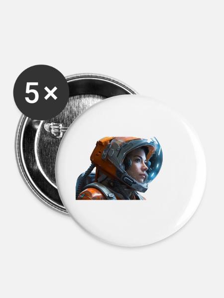 Astronautin - Buttons klein 25 mm (5er Pack) - Weiß