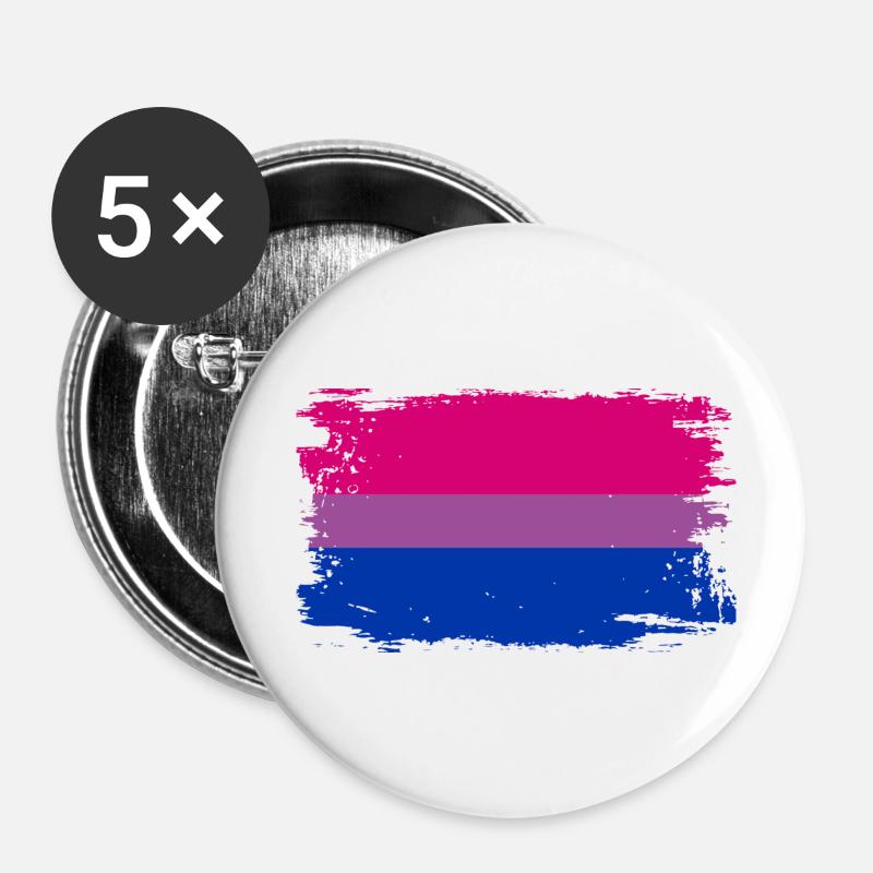 Bisexual Pride Flag - Buttons small 1''/25 mm (5-pack) - white