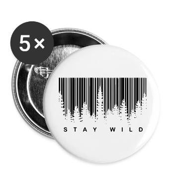 BLEIB WILD - Buttons klein 25 mm (5er Pack) - Weiß - Vorne