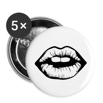 Lips, mouth, kissing lips - Buttons small 1''/25 mm (5-pack) - white - Front