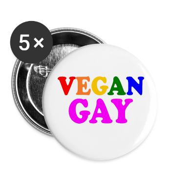 Vegan gay - Lot de 5 petits badges (25 mm) - blanc - Devant