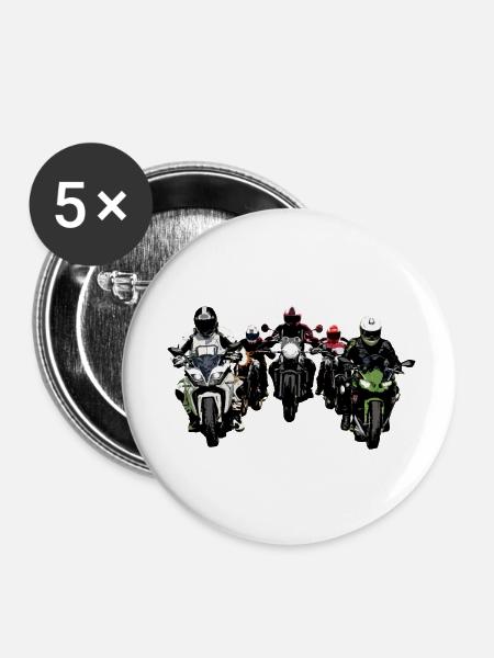 Biker Gruppe Farbe - Buttons klein 25 mm (5er Pack) - Weiß