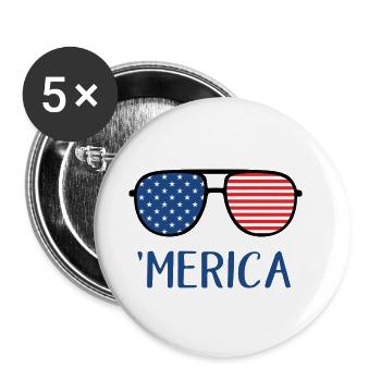 4. Juli Amerika - Buttons klein 25 mm (5er Pack) - Weiß - Vorne