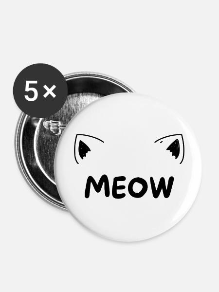 Miaou - Lot de 5 petits badges (25 mm) - blanc